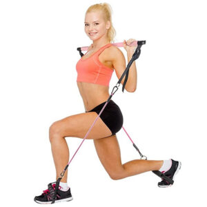 Yoga fitness stretching rod with TPE tension rope in black - Main product view