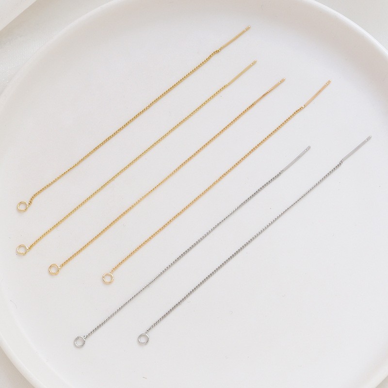 Minimalist gold-plated copper tassel ear chain earrings - Main product view