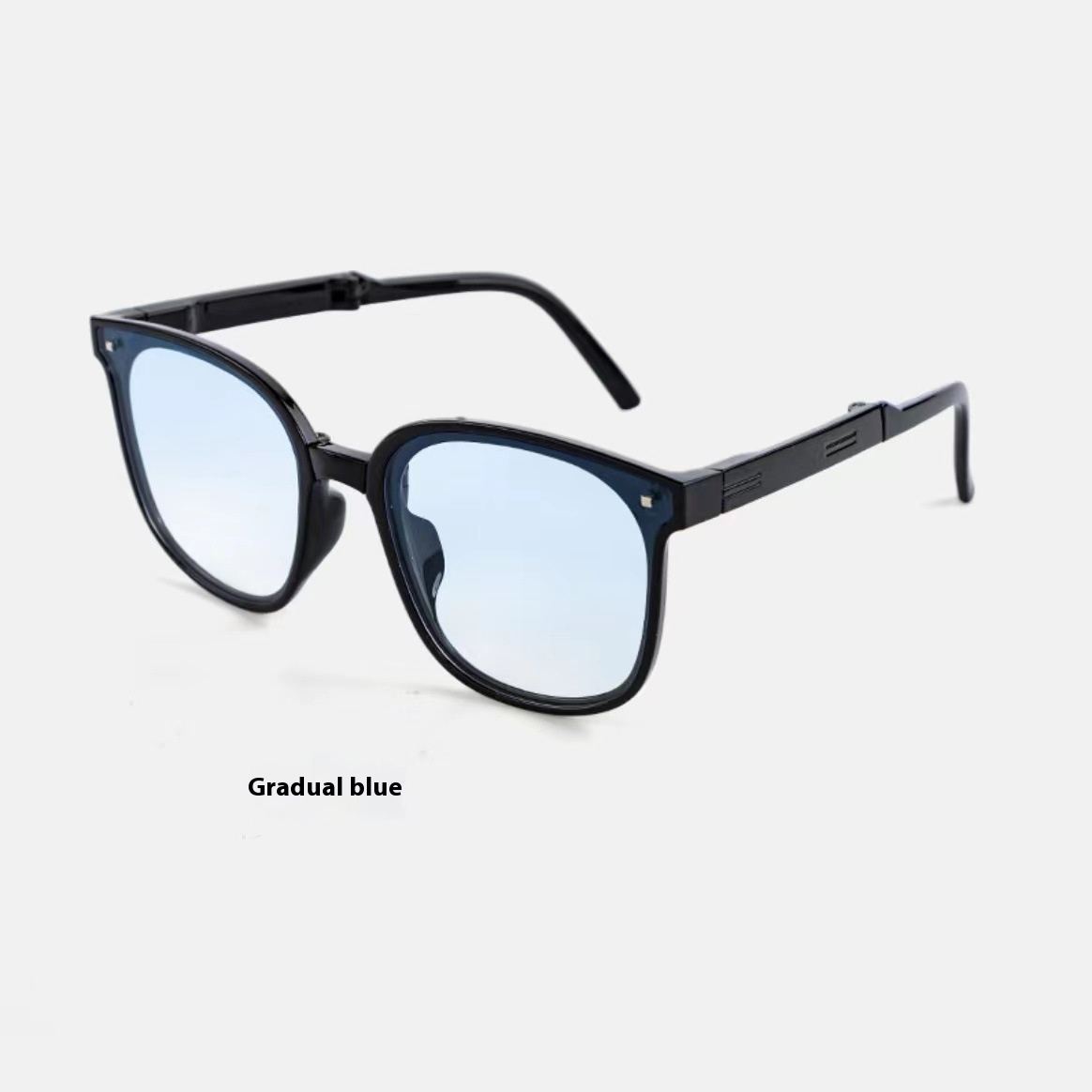 Retro folding sunglasses with black lenses and gray mirror frame - Product view 10