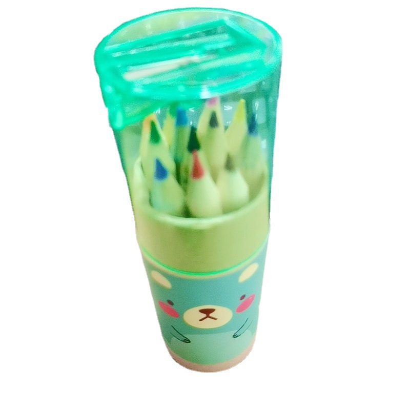 Cute bear 12-color wooden pencil set with compact tube - Product view 11