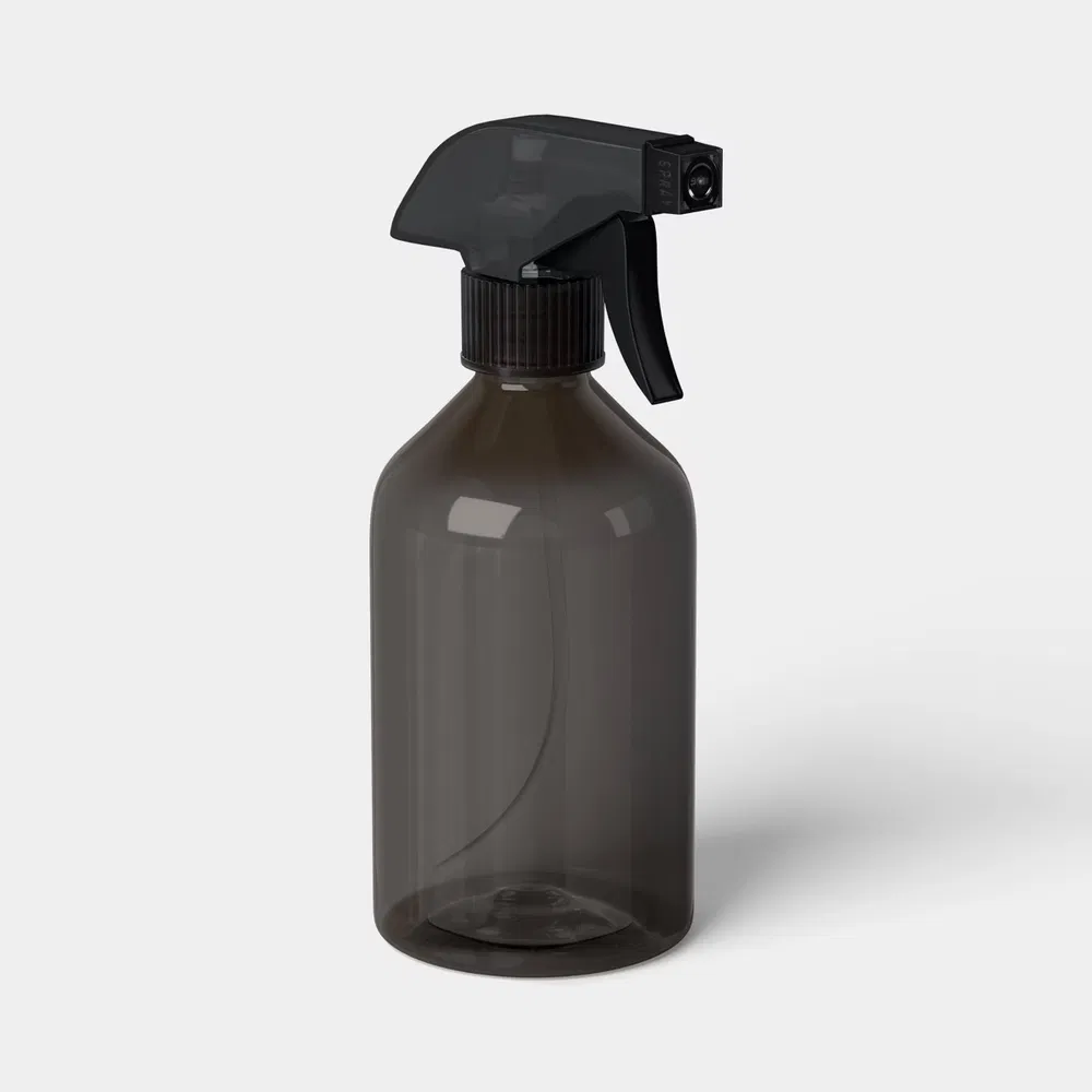 17 fl oz transparent mister spray bottle with trigger handle and adjustable nozzle - Black