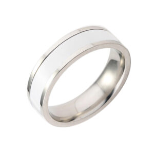Black and white dripping oil titanium steel couple ring - Main product view