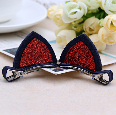 Nylon cat-ear hair clip for kids - Red