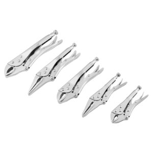 5-piece locking pliers set with curved-jaw and long-nose pliers - Main product view