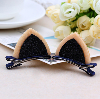 Nylon cat-ear hair clip for kids - Black