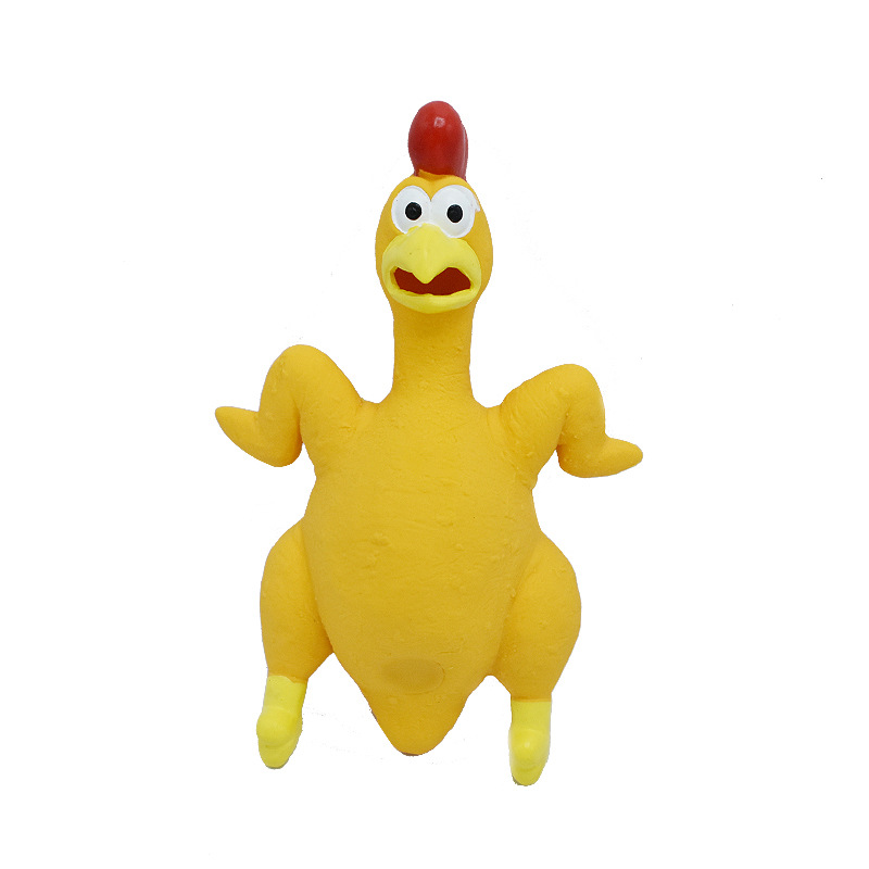 21 cm latex screaming chicken dog sound toy in roasted chicken shape - Yellow Roast Chiken