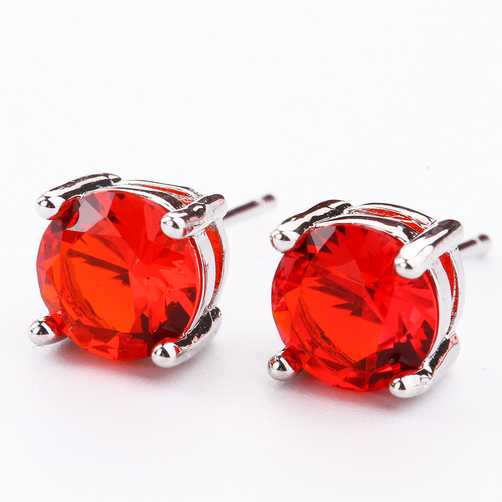 Geometric four-prong zircon stud earrings for women in a selected color - Main product view