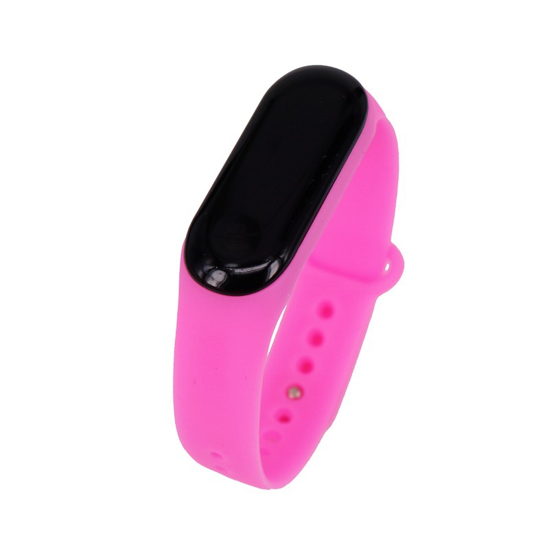 Waterproof touch electronic LED sports watch with square dial and silicone strap - Rose Red