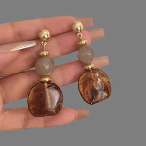 French-style sheer acrylic geometric pendant earrings in a selected color - Main product view