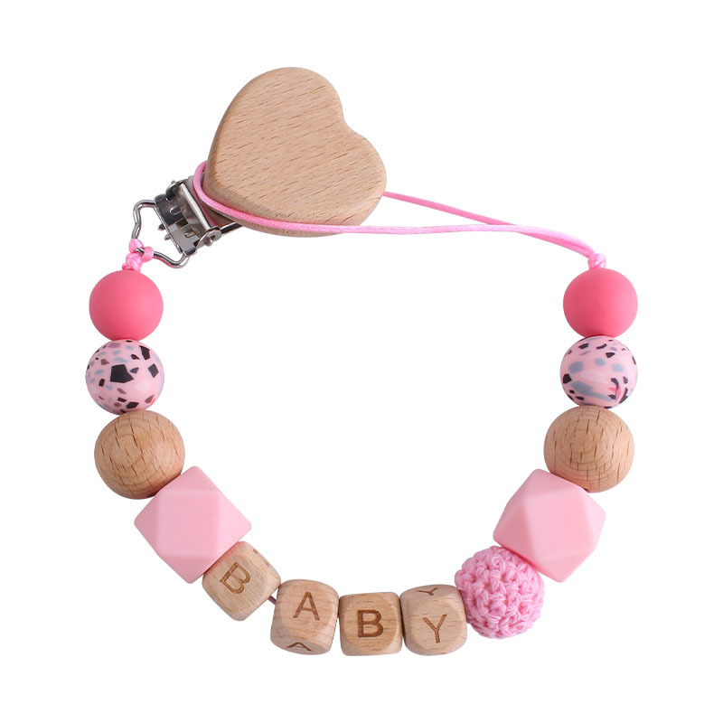Cartoon animal beech baby pacifier clip in assorted colors - Pink