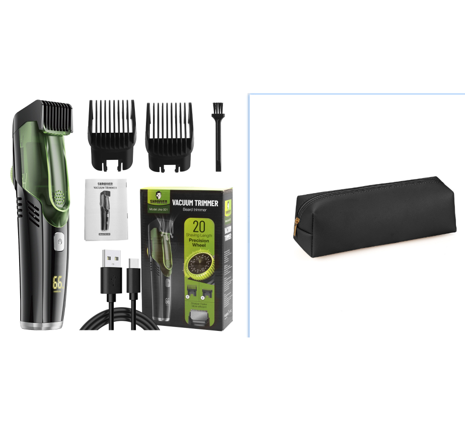 Rechargeable electric hair clipper with adjustable limit combs and USB charging cable - Green Set