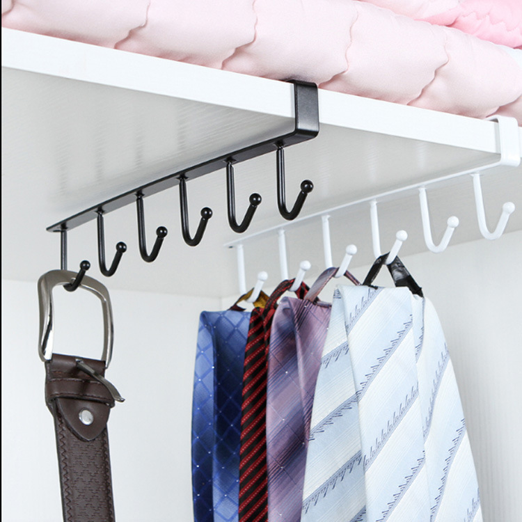 Iron nail-free cabinet door hook in white or black - White And Black