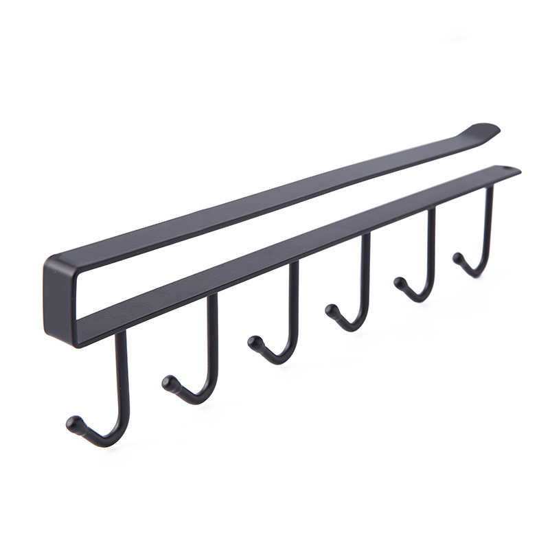 Iron nail-free cabinet door hook in white or black - Black