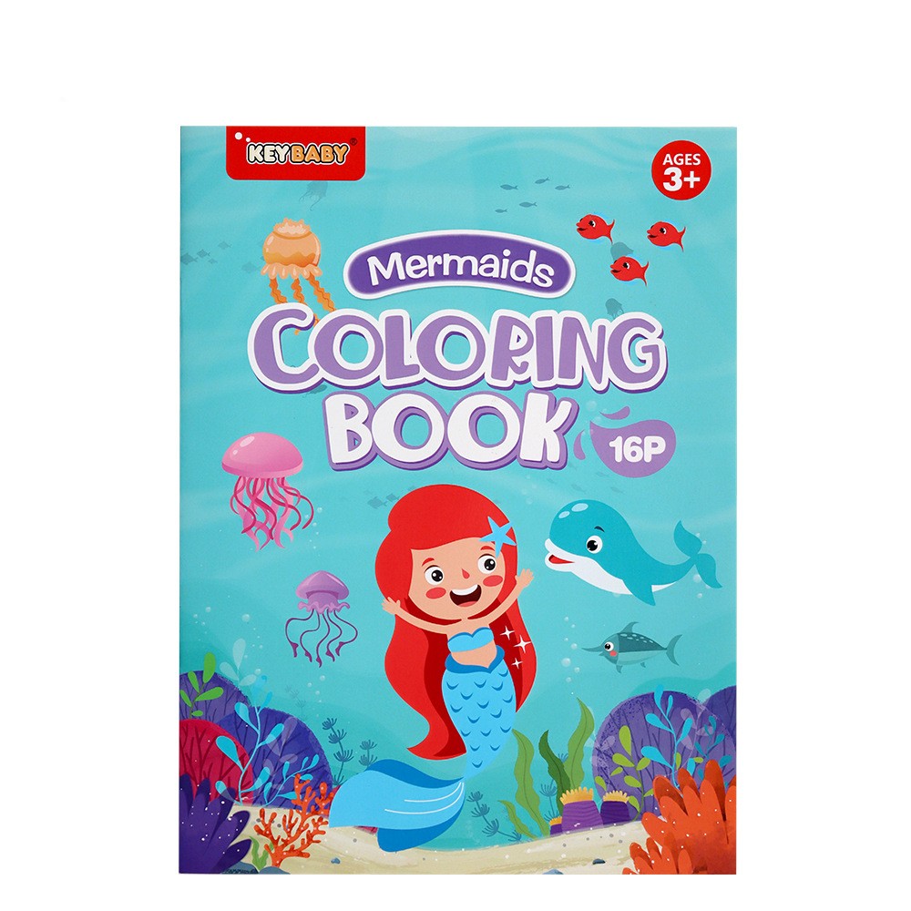 Toddler picture painting and coloring book with mermaid, space, or dinosaur theme - Mermaid