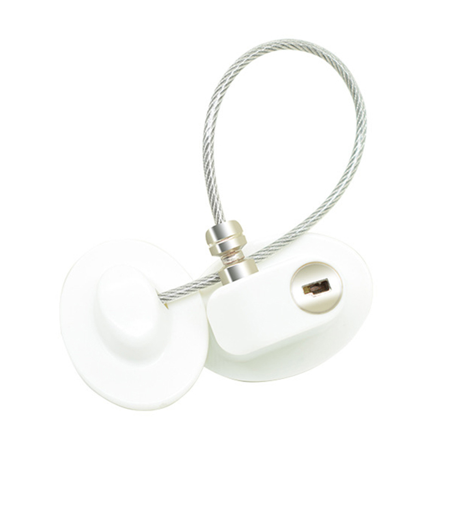 Child safety chain lock for windows, doors, cabinets and cupboards - White oval