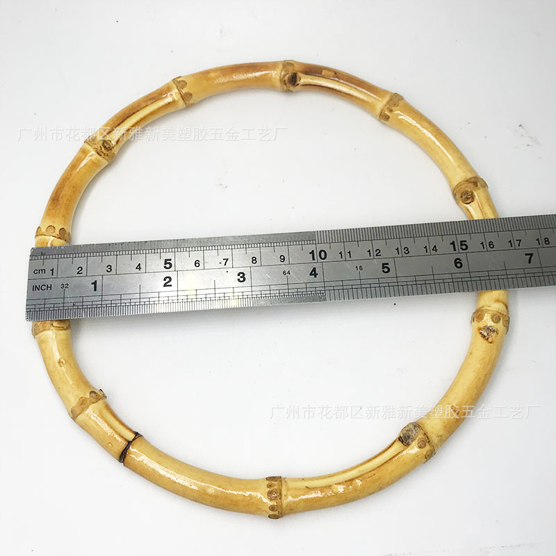 Round real bamboo bag handle ring for DIY handbags - 6inch