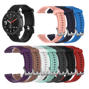 Textured 20mm silicone sports watch strap with steel buckle - Main product view