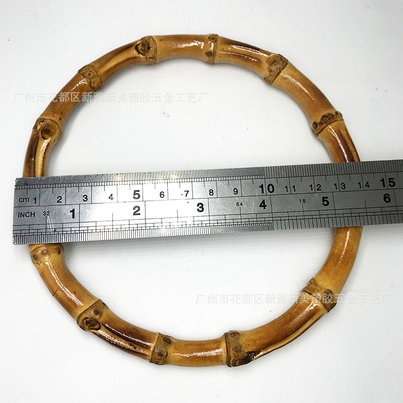 Round real bamboo bag handle ring for DIY handbags - 5inch