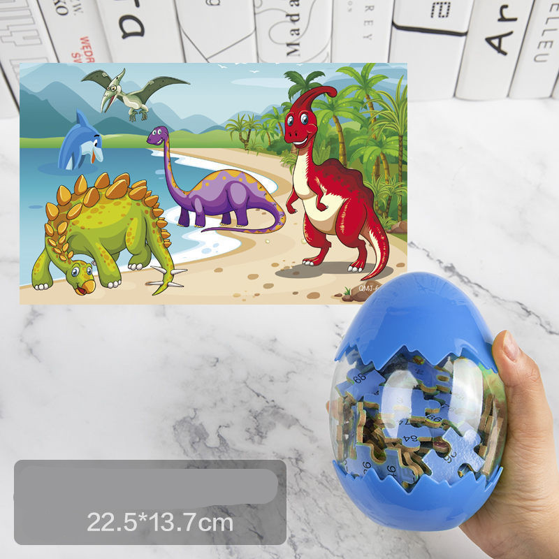 60-piece dinosaur egg puzzle set in dinosaur egg packaging - 5style