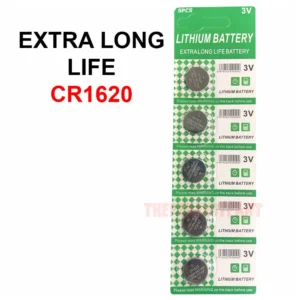 Five CR1620 3V lithium button cell batteries - Main product view