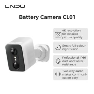 LNDU CL01 4K WiFi security camera with wide-angle lens and infrared night vision - Main product view