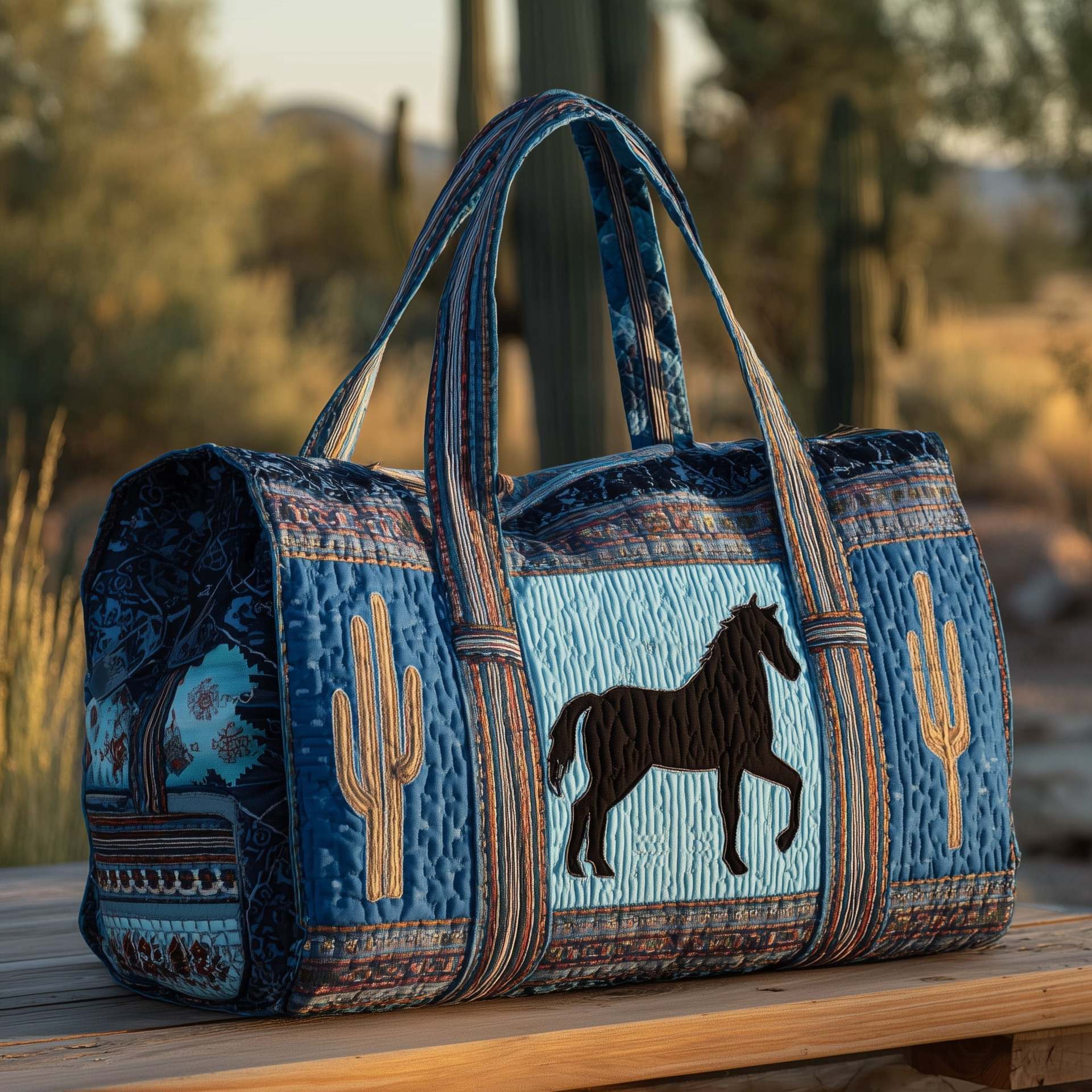 Quilted handheld polyester travel bag with printed pattern - YS4-16x8x8 Inches