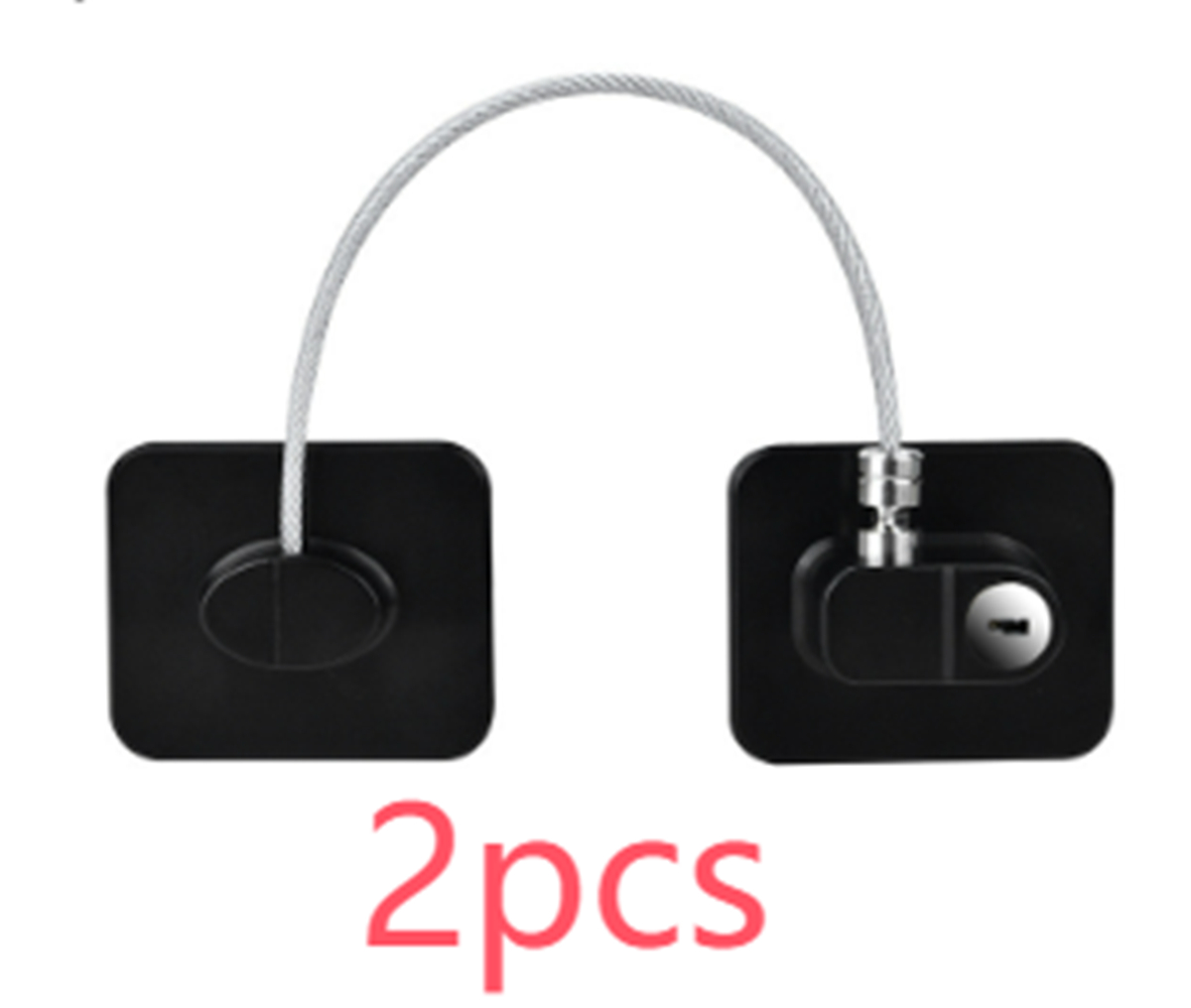 Child safety chain lock for windows, doors, cabinets and cupboards - Black Square2pcs