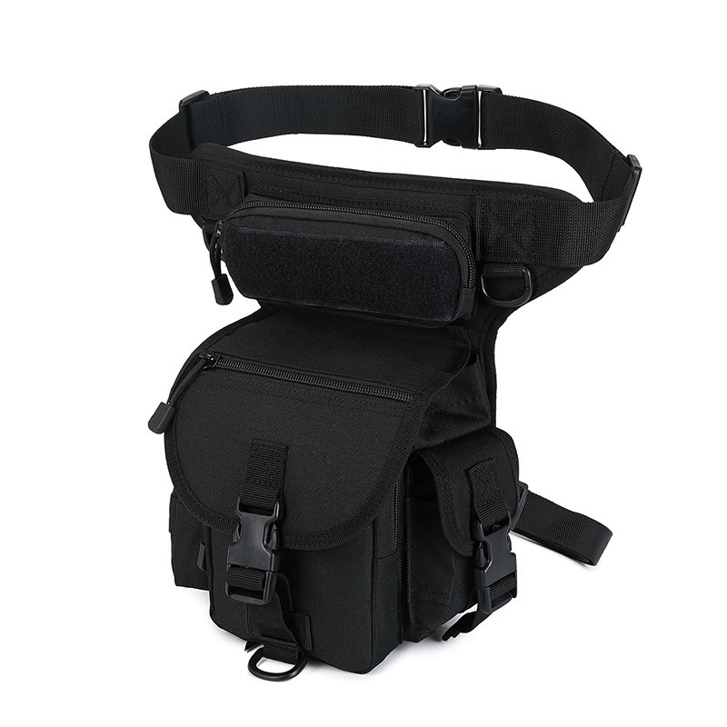 Portable tactical waist bag in Oxford cloth for outdoor sports - Black