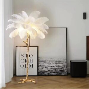 Decorative resin feather floor lamp with 32 feathers - Main product view