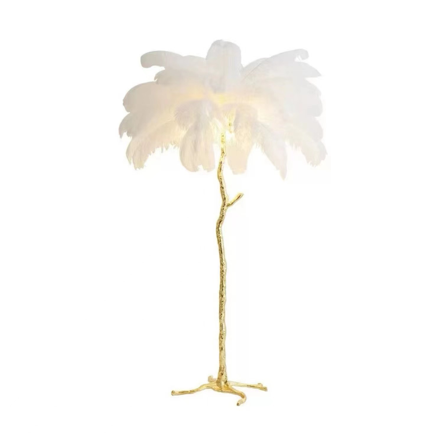 Decorative resin feather floor lamp with 32 feathers - White-US