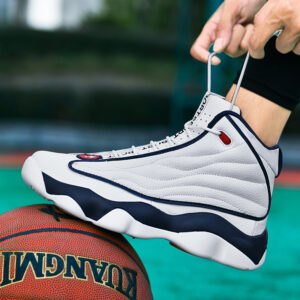 High-top mesh basketball shoes with rubber sole and lace-up front - Main product view