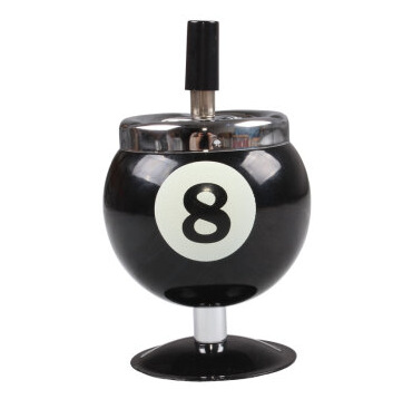 Large covered iron ashtray with press handle in decorative colors - Black No 8