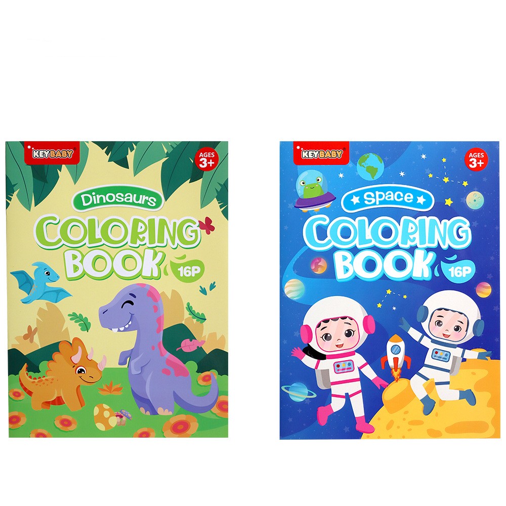 Toddler picture painting and coloring book with mermaid, space, or dinosaur theme - Dinosaur