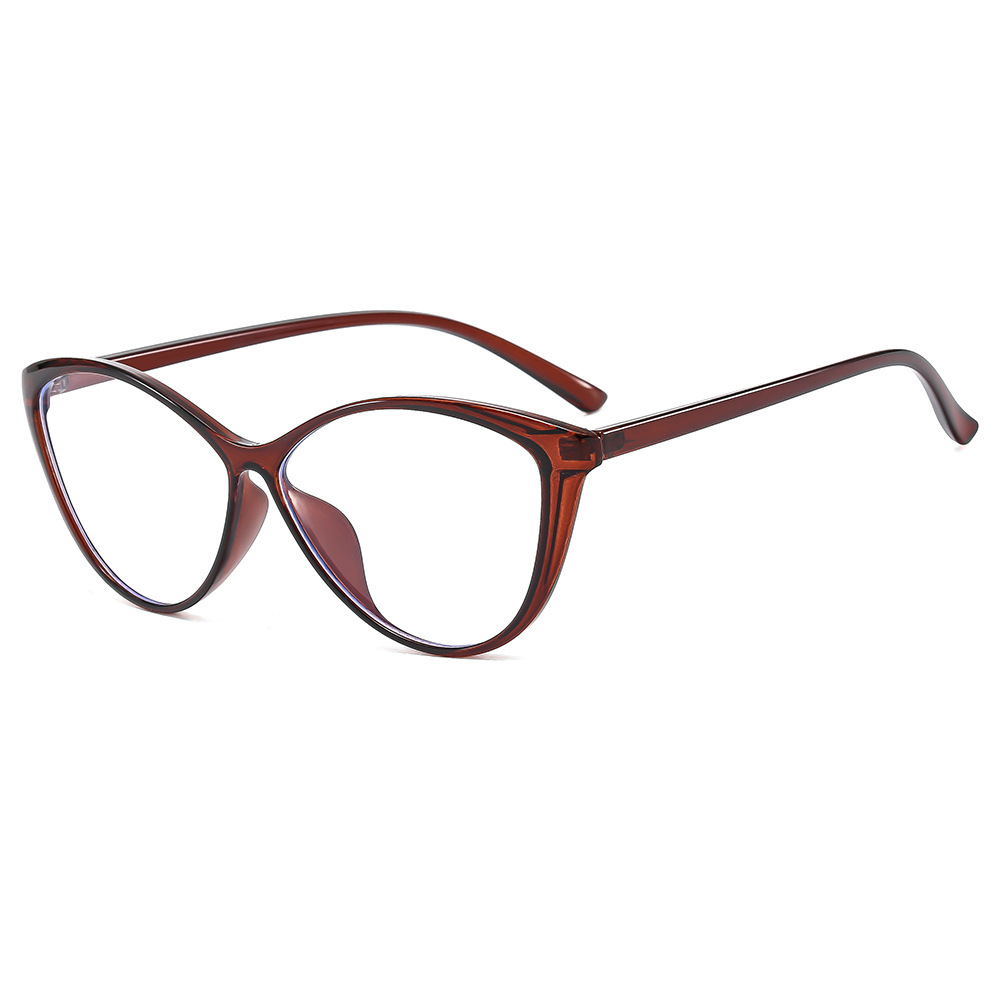 Women’s cat-eye sunglasses with PC frames and assorted lens colors - Tea Frame White Flat