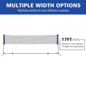 Foldable portable badminton net with white, black and blue mesh design - Main product view