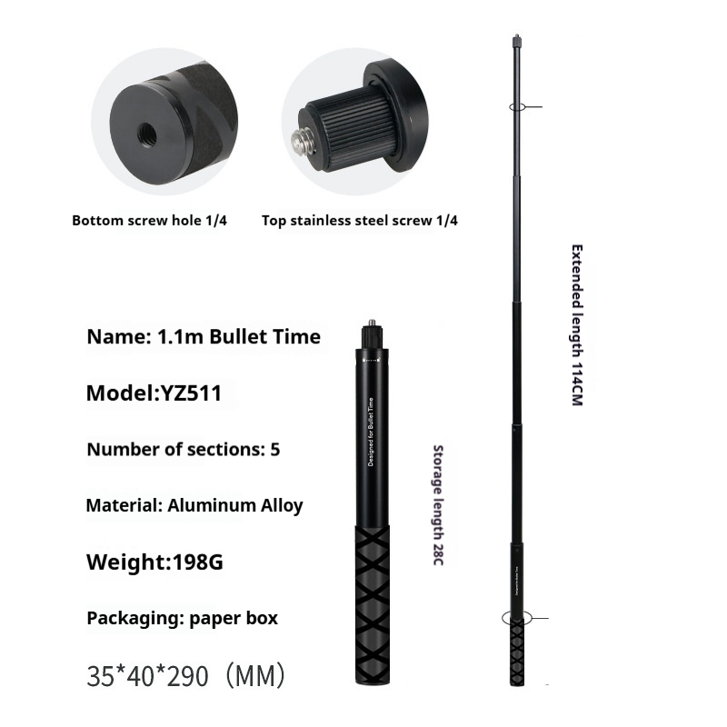360 selfie stick with rotating handle and length options - 1.1 M Twist Type