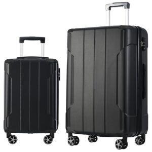 Black 2-piece hardshell ABS luggage set with TSA lock and spinner wheels - Main product view