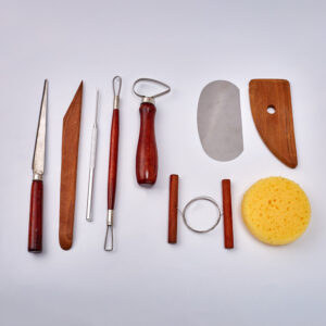 9-piece pottery clay sculpting tool set with birch and stainless steel tools - Main product view