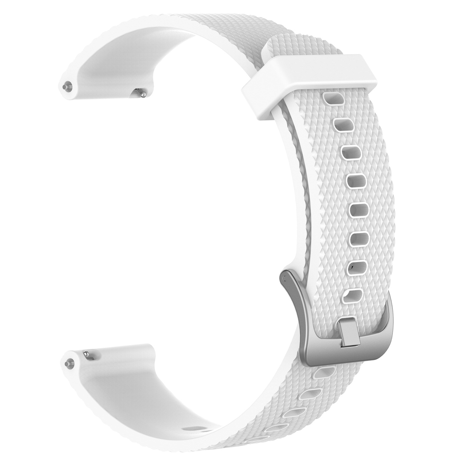 Textured 20mm silicone sports watch strap with steel buckle - White-Plus Size 20mm Width