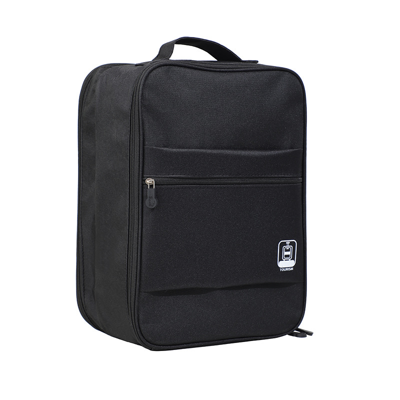 Foldable Oxford cloth hanging shoe bag for luggage - Black