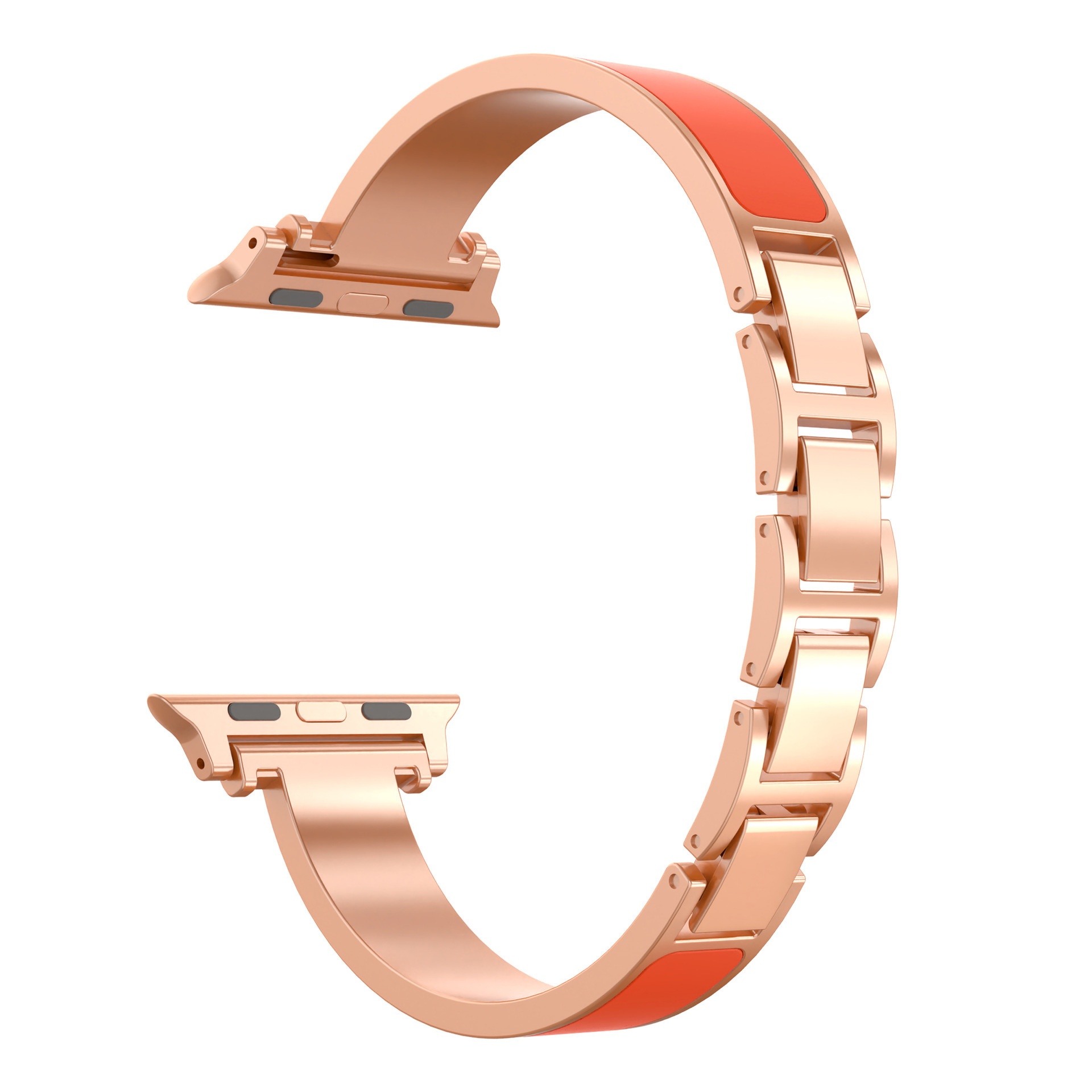Fashion chain-link watch strap for compatible Apple models - Rose Golden Orange-38or40or41mm