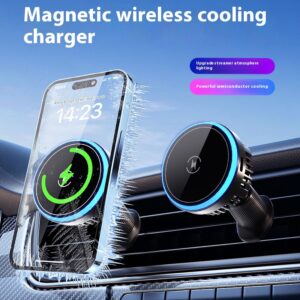 Black magnetic car wireless charger phone holder - Main product view