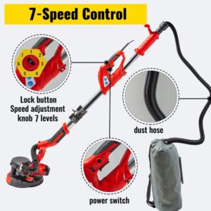850W electric drywall sander with telescope handle, vacuum bag, and sanding pads - Main product view