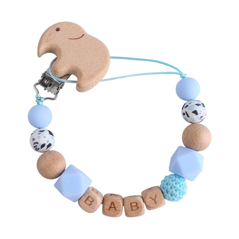 Cartoon animal beech baby pacifier clip in assorted colors - Blue