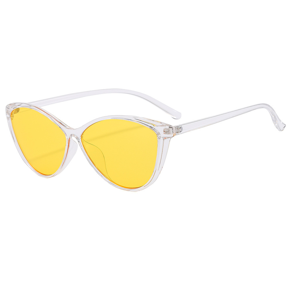 Women’s cat-eye sunglasses with PC frames and assorted lens colors - Transparent Frame Yellow Sheet