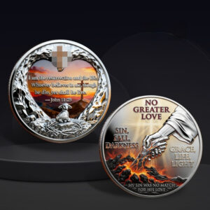 Thorn-encircled lamb commemorative coin in silver-color iron metal - Main product view