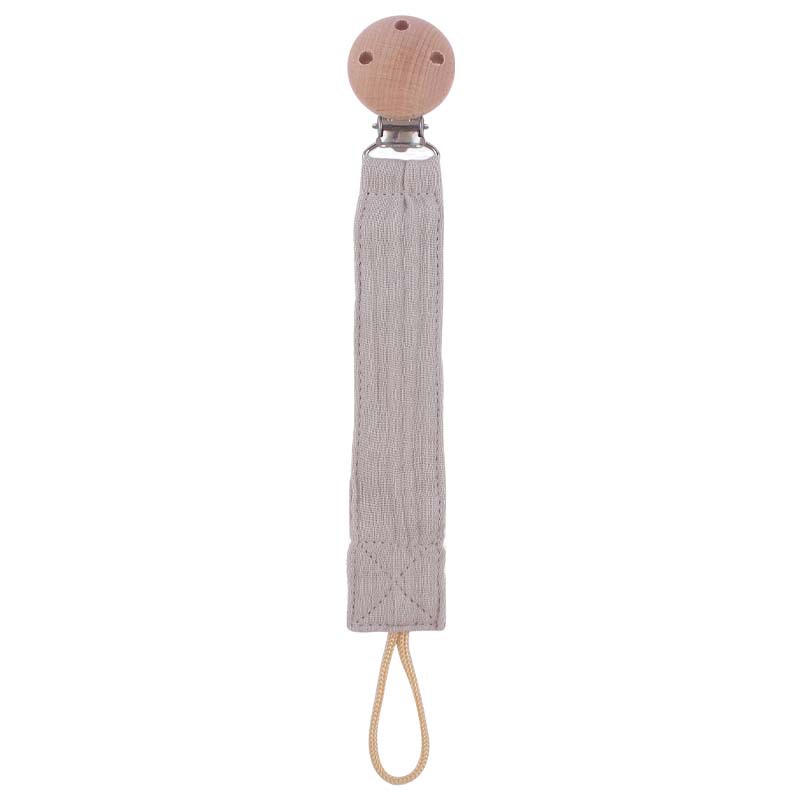 Cotton and hemp pacifier clip with silicone beads - Light Grey
