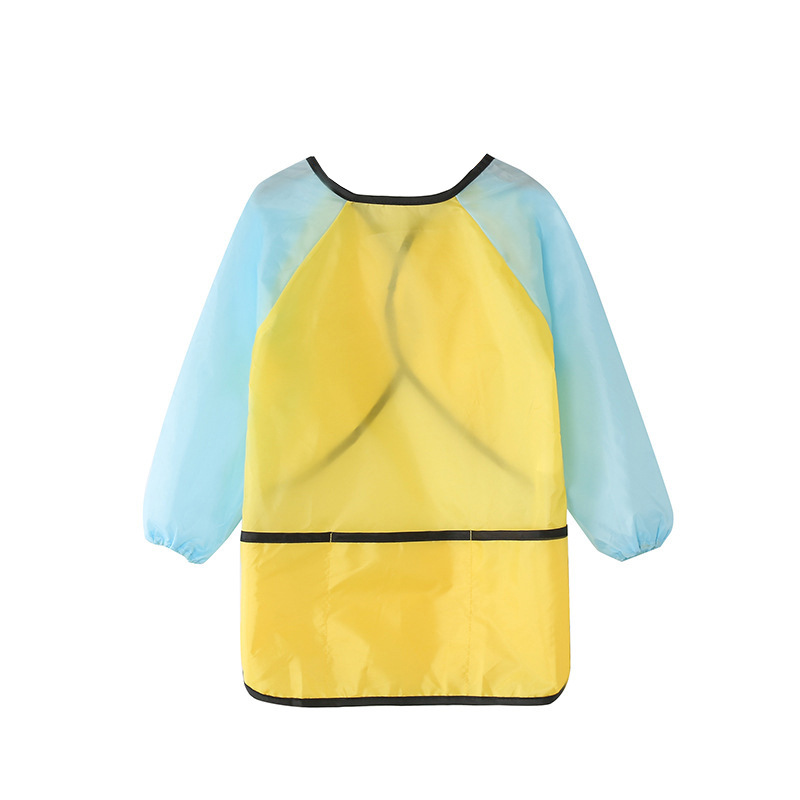 Children's polyester painting and eating apron in size M - Yellow Light Blue-M