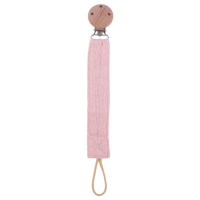 Cotton and hemp pacifier clip with silicone beads - Pink