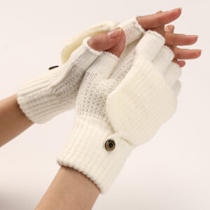 Striped jacquard knitted warm gloves in assorted colors - Main product view